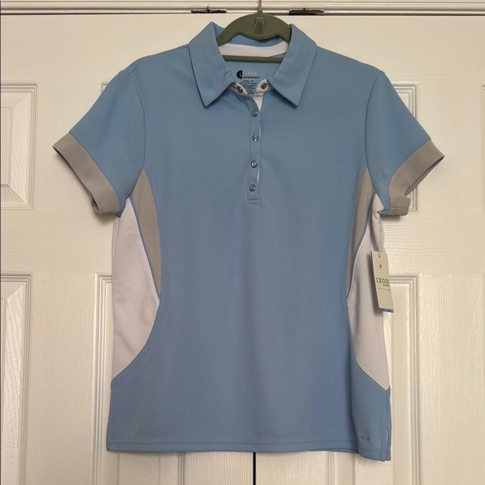 Izod Blue Fitted Short Sleeve Polo Top